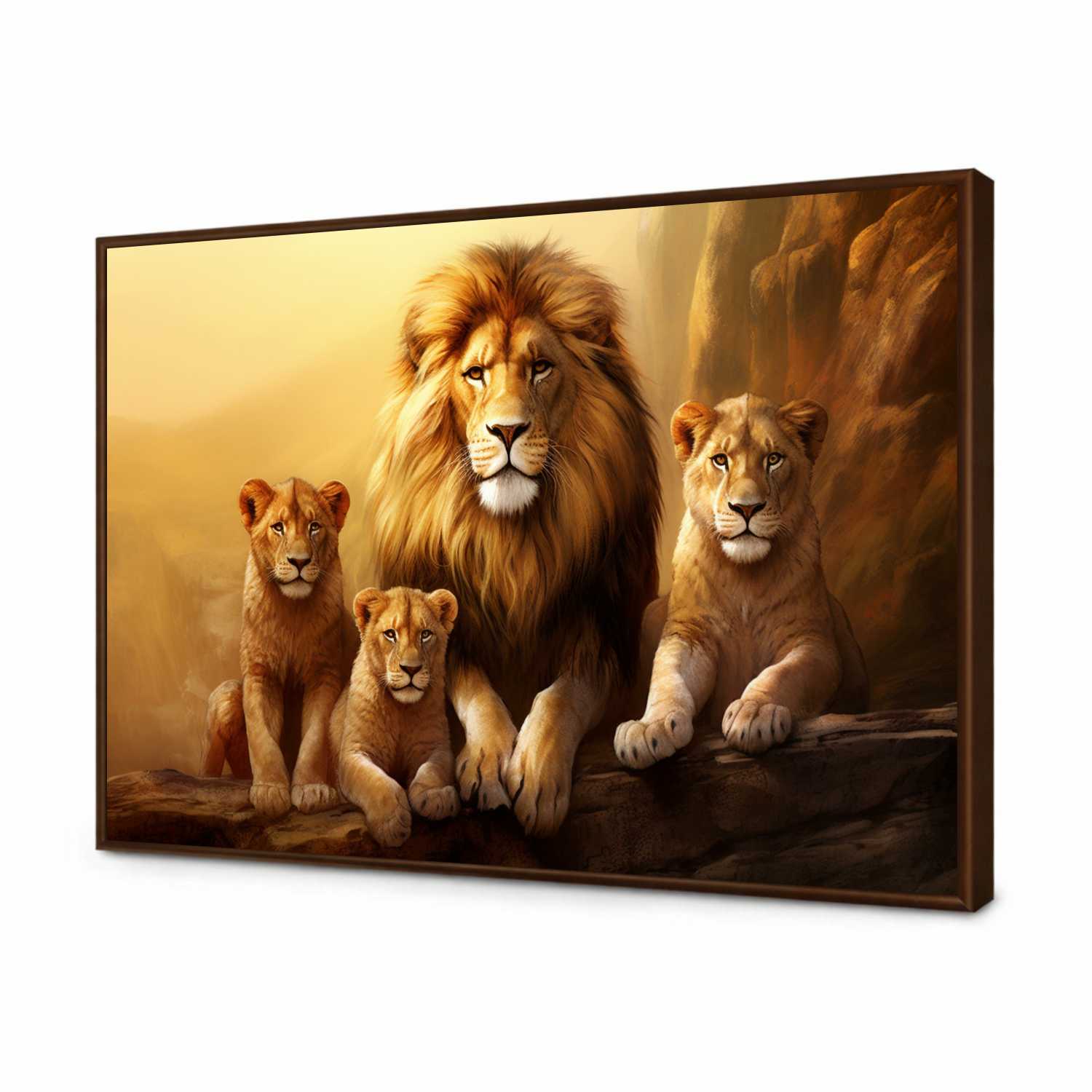 Quadro Decorativo Família de Leões 